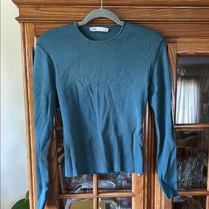 Zara Teal Long Sleeve Women's Top